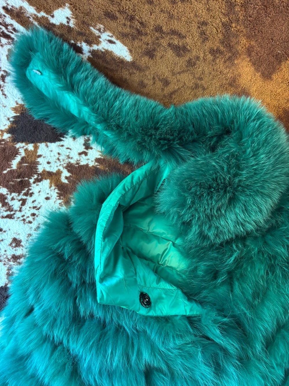 Genuine FOX emerald green reversible coat - Picture 5 of 6